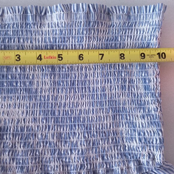 NWT Abercombie Girls' Striped Smocked Ruffle Babydoll Top Blue White Size XL - Picture 4 of 7